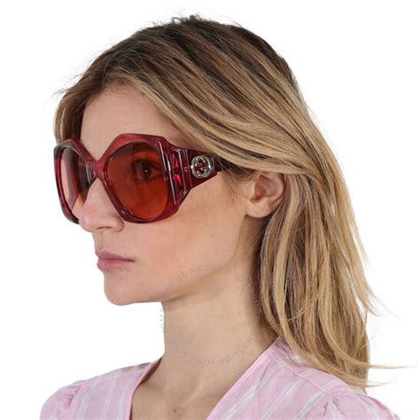 Gucci Orange Geometric Ladies Sunglasses GG0875S 003 62